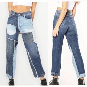 REVICE Blue Patchwork Boyfriend Jeans size 30